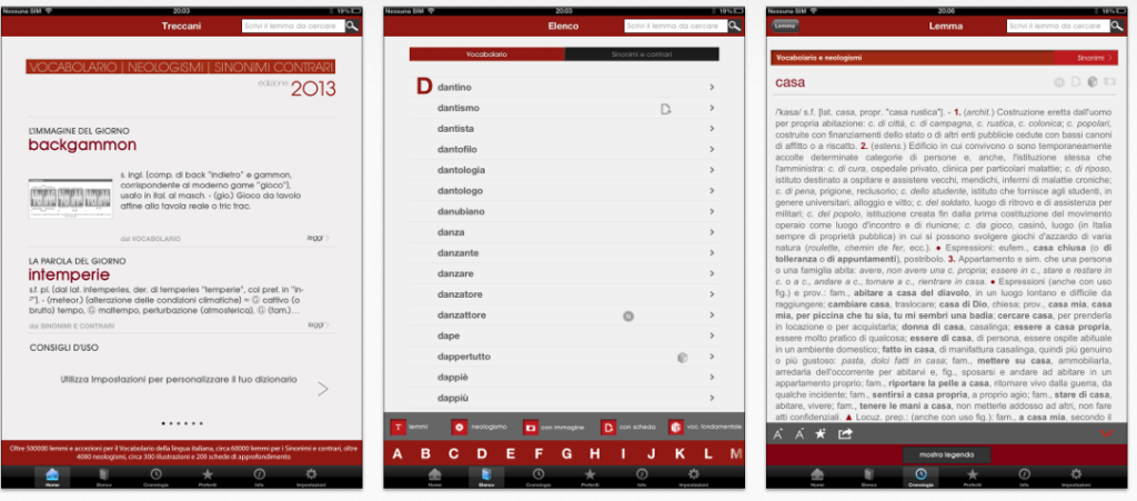 Universal iOS application: Dizionario Treccani 2013